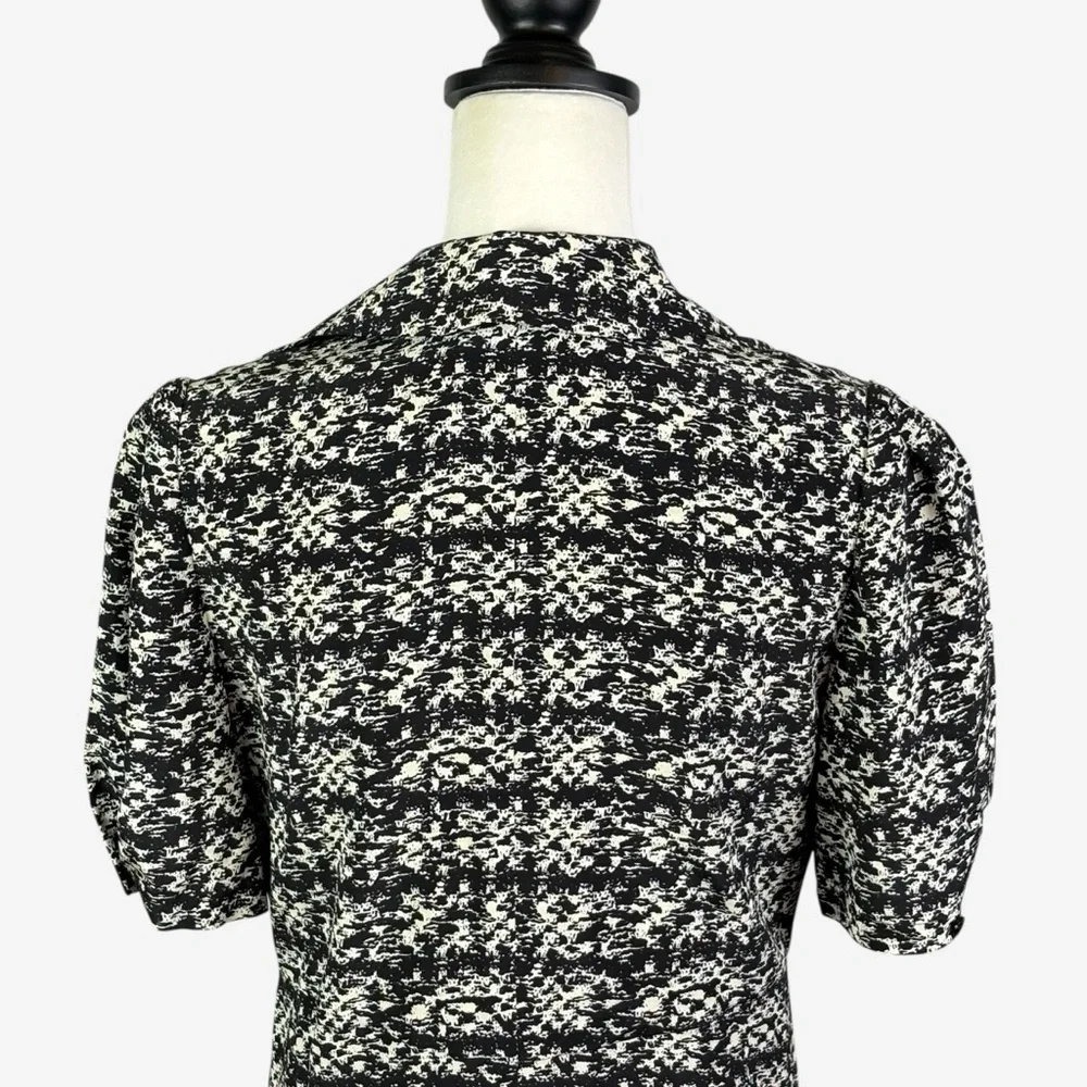 St John Jared Tweed Print Silk Shirtdress Size 4 Midi Goldtone Buttons - Picture 10 of 16